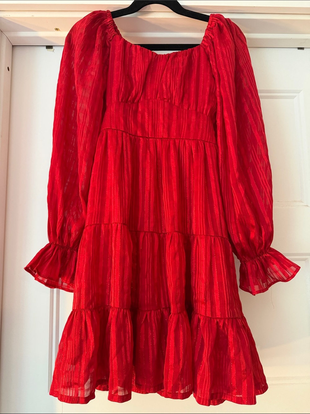Allison+Kelly Red Tiered Long-Sleeve Girls' Dress